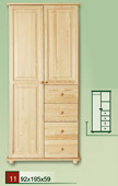 dřevěná šatní skříň CLASSIC 11 z masivu borovice